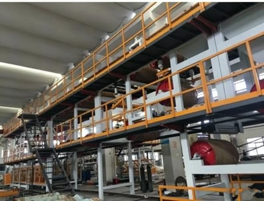 Production line for asphalt waterproofing membranes using wet-laid glass fiber mat as raw material