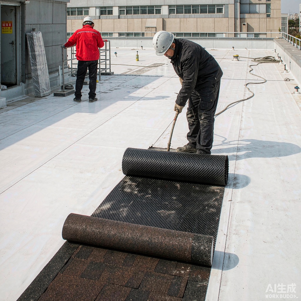 Roofing and waterproofing membrane installation on a commercial roof